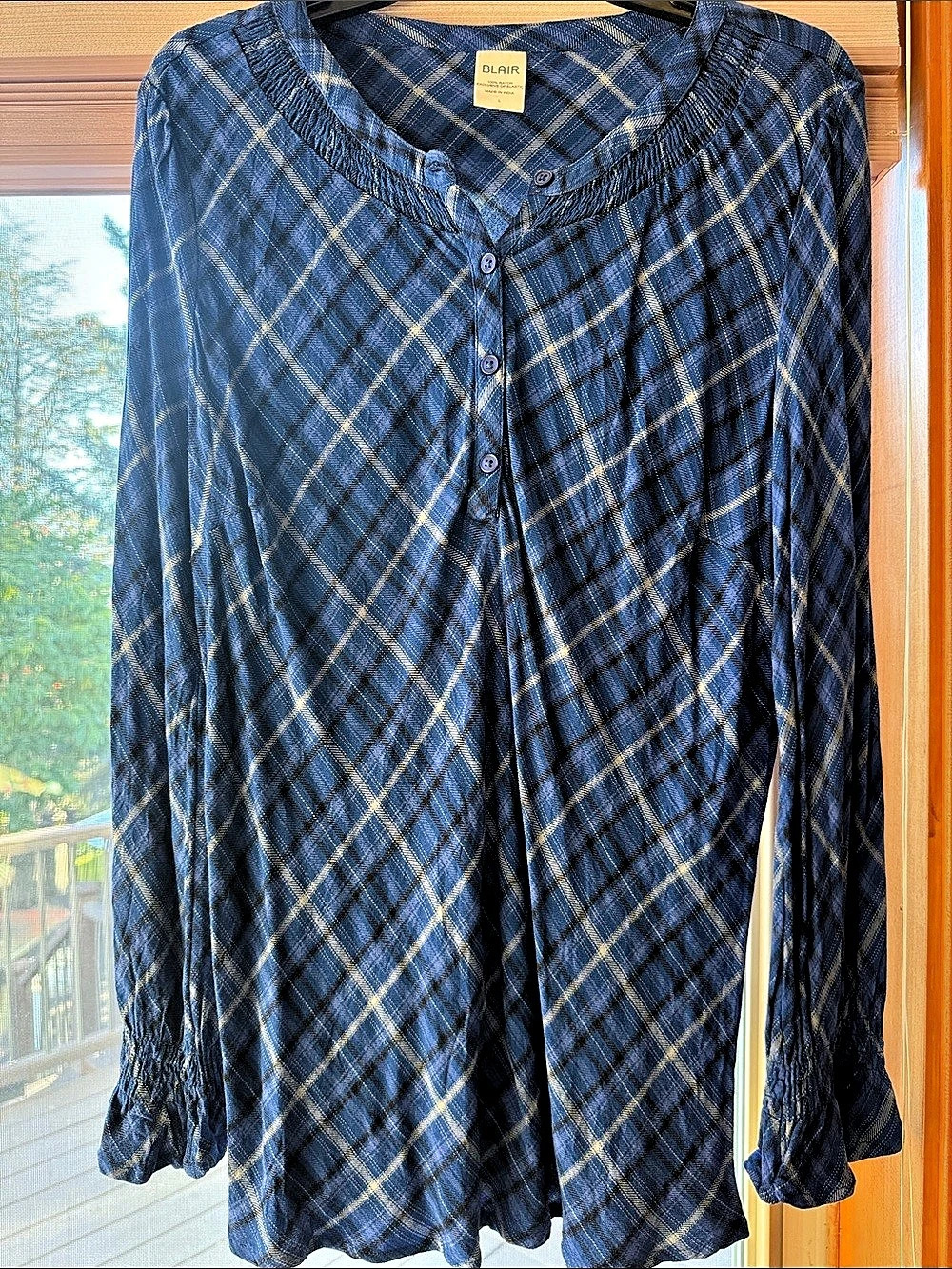 Blair Plaid Blouse in Blue & Gold Size Large